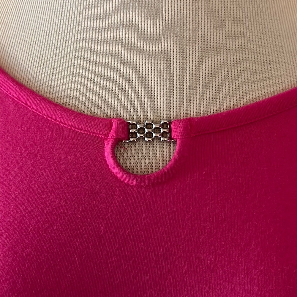 Rafaella Bright Pink Short Sleeve Asymmetric Hem Top - Picture 6 of 10